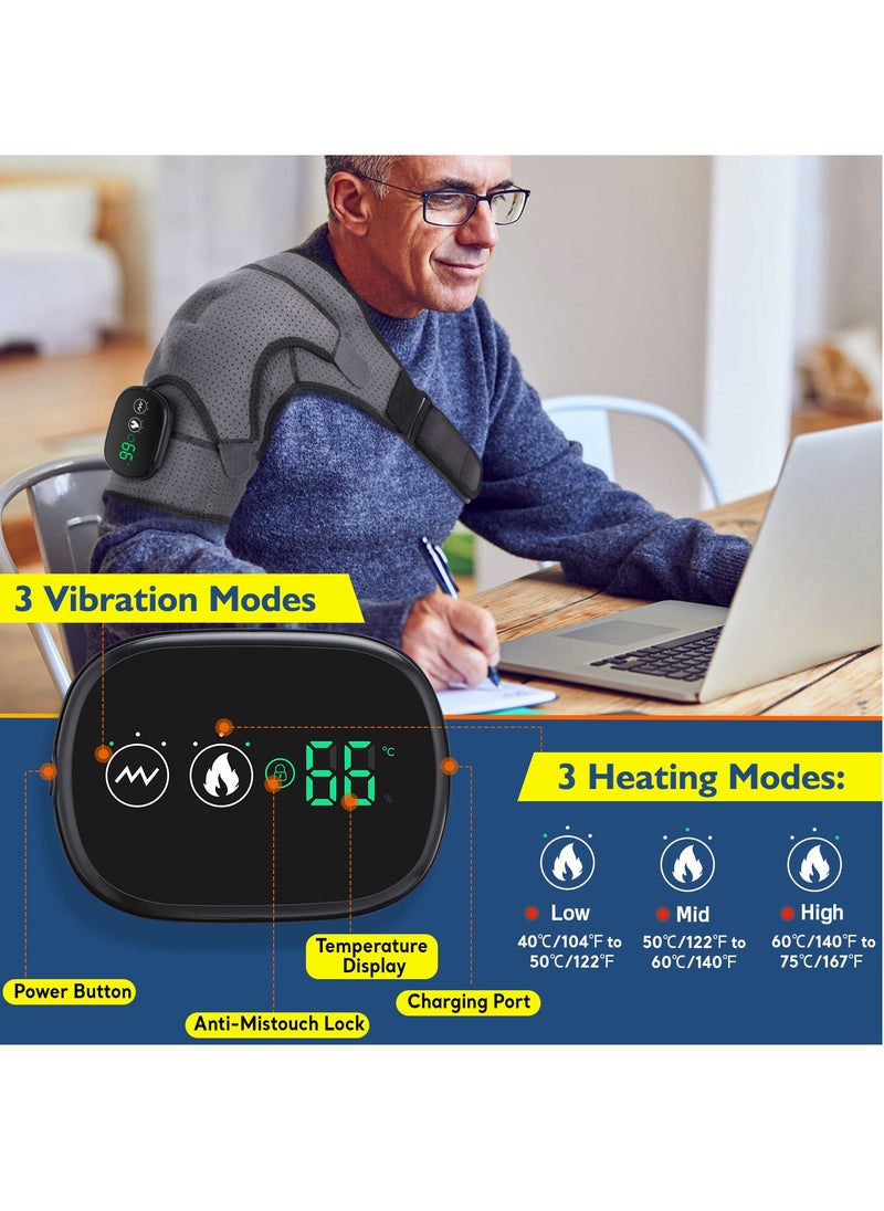 EVEREEN - Electric Heating Shoulder Brace, LED Display, Vibration Shoulder Massage Support Belt Strap, For Arthritis Joint Injury Pain Relief - Image 1