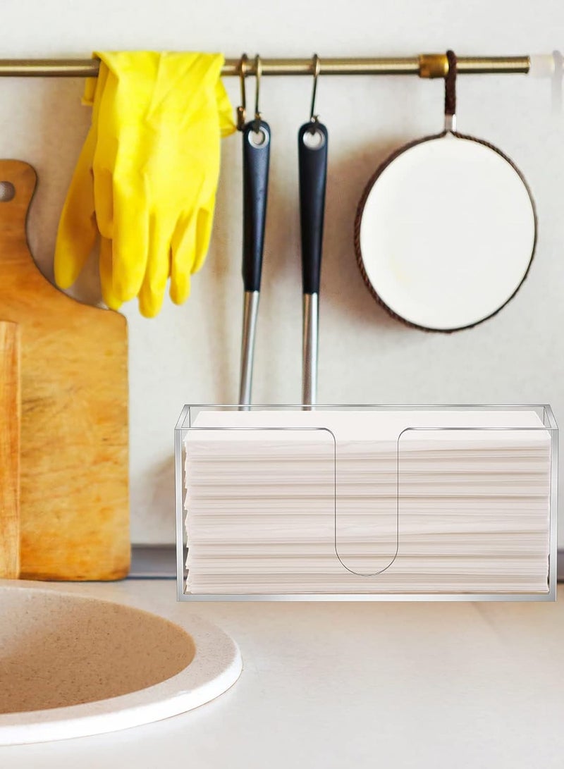 2Pack Acrylic Countertop Paper Towel Dispenser, Folded Paper Towel Dispenser Clear Trifold Napkin Holder, Suitable for Z-fold, C-fold or MultiFold Trifold Paper Towels for Bathroom Toilet and Kitchen