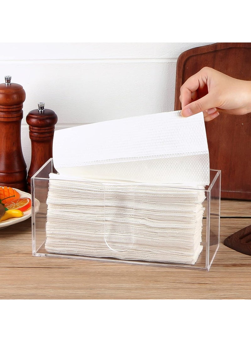 2Pack Acrylic Countertop Paper Towel Dispenser, Folded Paper Towel Dispenser Clear Trifold Napkin Holder, Suitable for Z-fold, C-fold or MultiFold Trifold Paper Towels for Bathroom Toilet and Kitchen