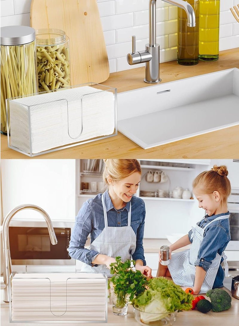 2Pack Acrylic Countertop Paper Towel Dispenser, Folded Paper Towel Dispenser Clear Trifold Napkin Holder, Suitable for Z-fold, C-fold or MultiFold Trifold Paper Towels for Bathroom Toilet and Kitchen
