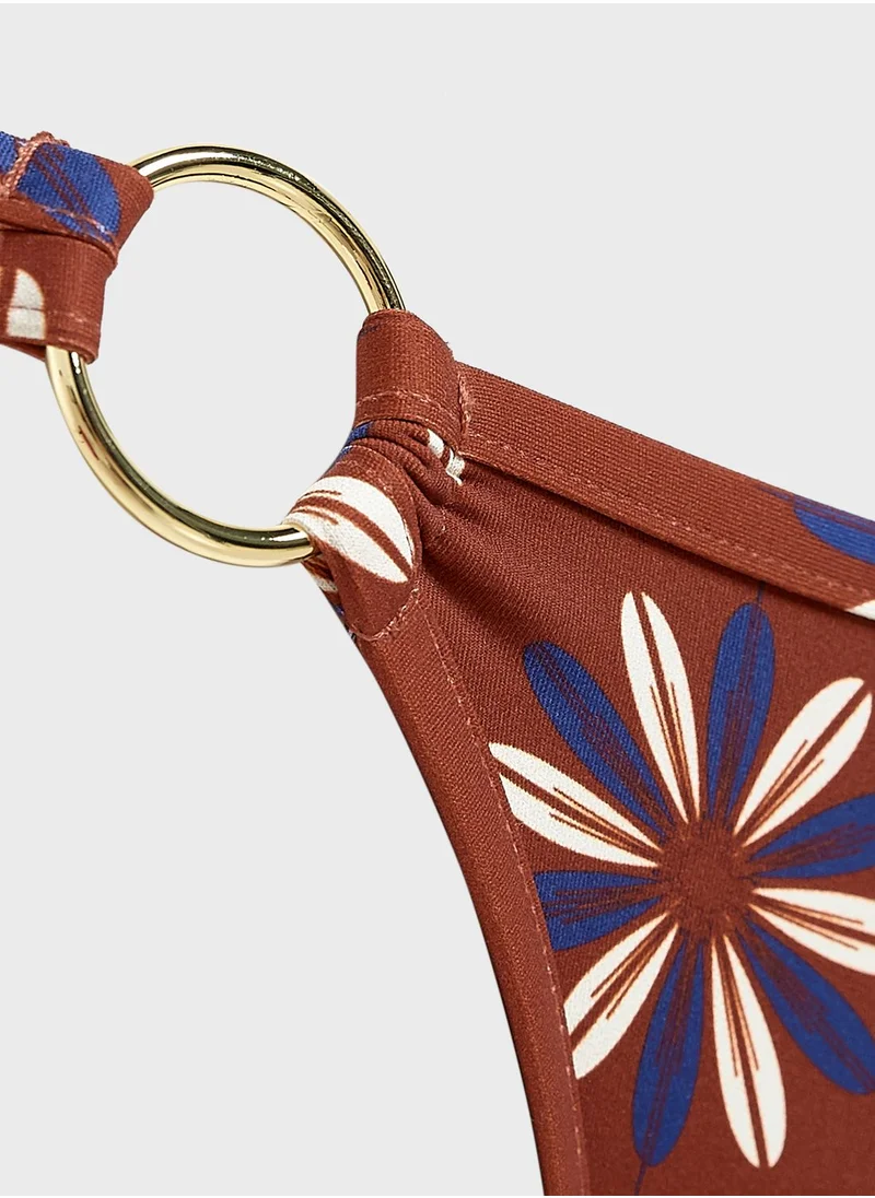Sugarfree Printed Ring Detail Bikini Bottom
