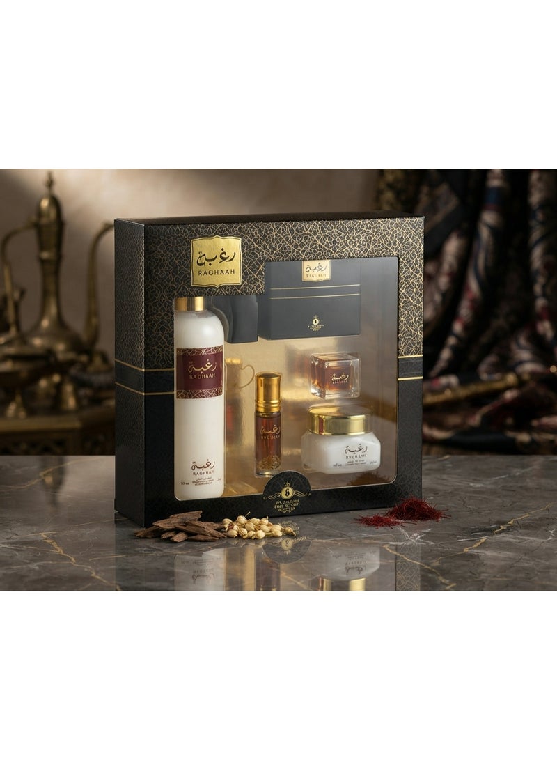 Boutique Gift Set Shanasheel (30ML  Water Perfume+ 40GM Bukhor +250ML  Fawwa + 10ML Roll)
