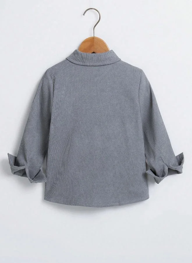 تايك تو Take Two Boys Grey Corduroy Shirt with Buttons