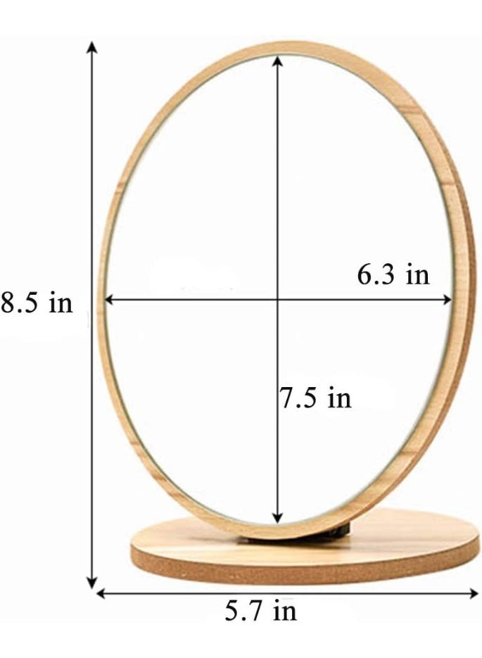 Decorhills Oval Compact Table Mirror – Natural Wooden Frame Desktop Makeup Mirror – 90° Rotating Adjustable Standing Mirror for Vanity, Cosmetic, and Home Décor Use - Image 3