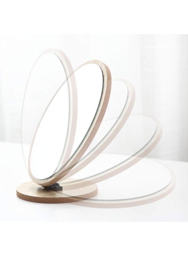 Decorhills Oval Compact Table Mirror – Natural Wooden Frame Desktop Makeup Mirror – 90° Rotating Adjustable Standing Mirror for Vanity, Cosmetic, and Home Décor Use - Image 4