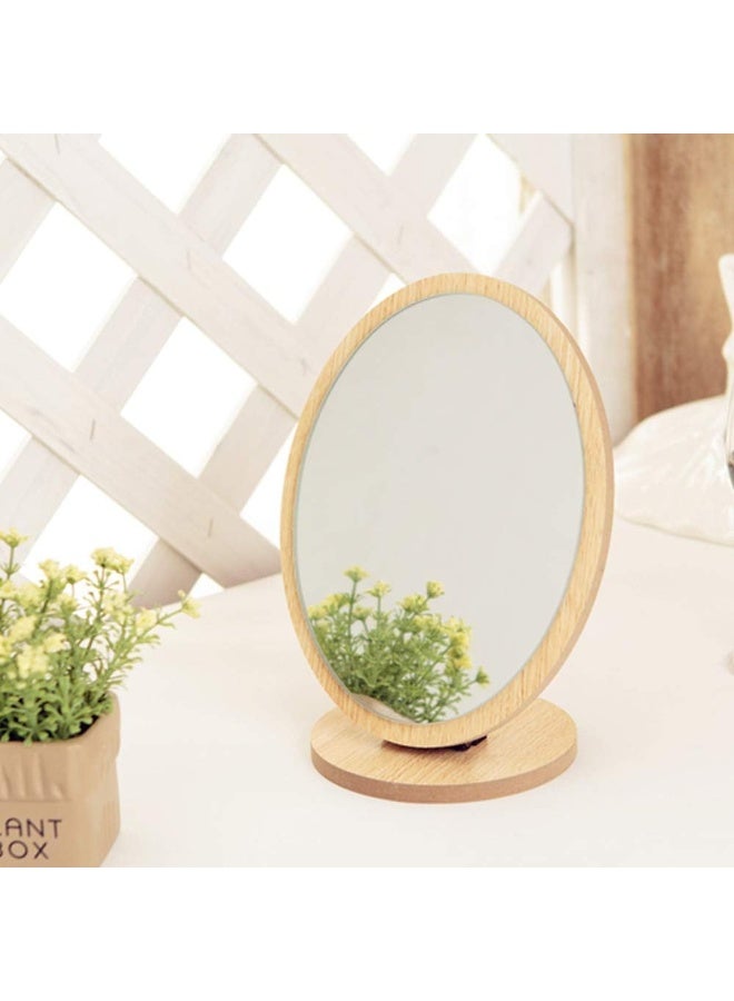 Decorhills Oval Compact Table Mirror – Natural Wooden Frame Desktop Makeup Mirror – 90° Rotating Adjustable Standing Mirror for Vanity, Cosmetic, and Home Décor Use - Image 5