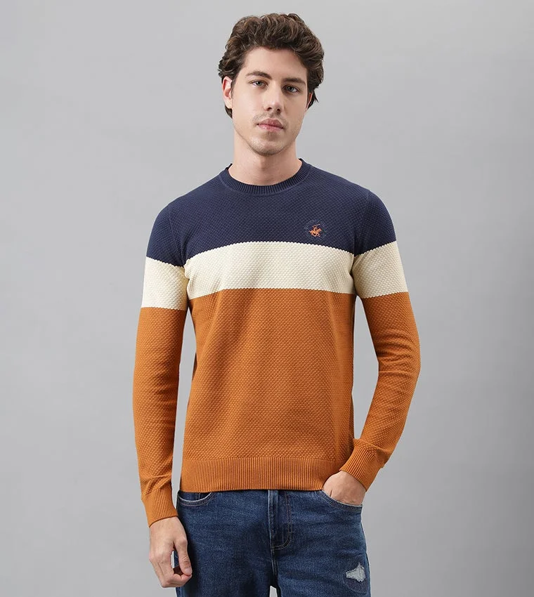 Block Popcorn Regular Fit Sweaters