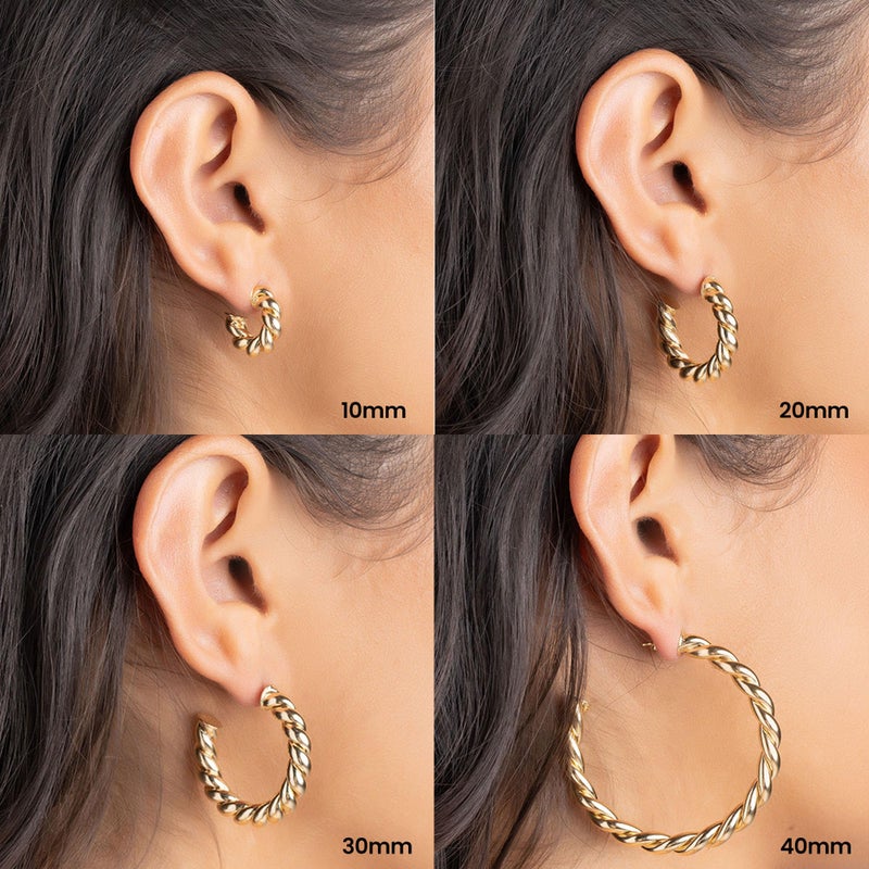 Barzel 18k Gold Plated Chunky Twisted Hoop Earrings, 5mm Thick, 10-40mm Sizes, Open Hoop Earrings for Women (30 MM) - Image 5