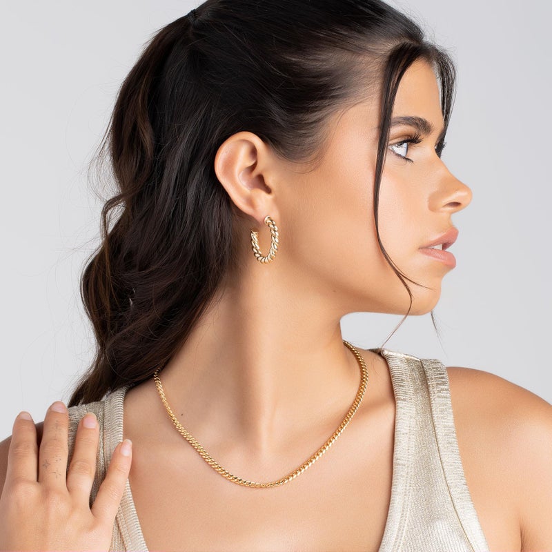 Barzel 18k Gold Plated Chunky Twisted Hoop Earrings, 5mm Thick, 10-40mm Sizes, Open Hoop Earrings for Women (30 MM) - Image 4