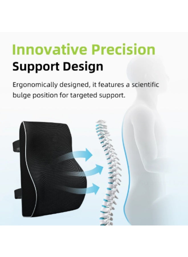 Arabest Lumbar Support Pillow, Ergonomic Car Back Support Pillow, Memory Foam Back Cushion, Comfortable Travel Pillow for Driving Back Pain Relief Improve Posture, Soft and Breathable Cover Adjustable Straps for Long Sitting for Office & Gaming Chair - Image 2