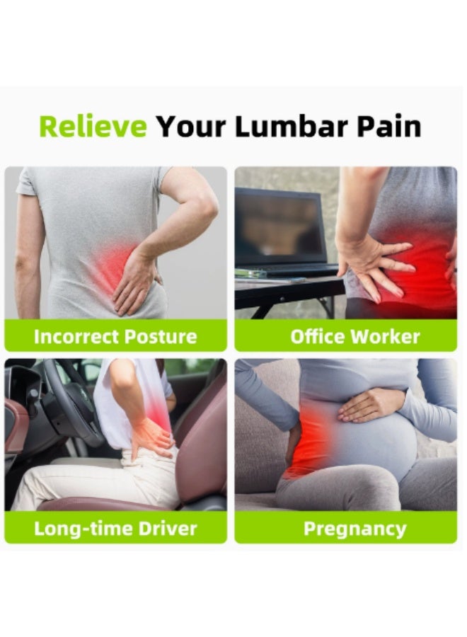 Arabest Lumbar Support Pillow, Ergonomic Car Back Support Pillow, Memory Foam Back Cushion, Comfortable Travel Pillow for Driving Back Pain Relief Improve Posture, Soft and Breathable Cover Adjustable Straps for Long Sitting for Office & Gaming Chair - Image 3