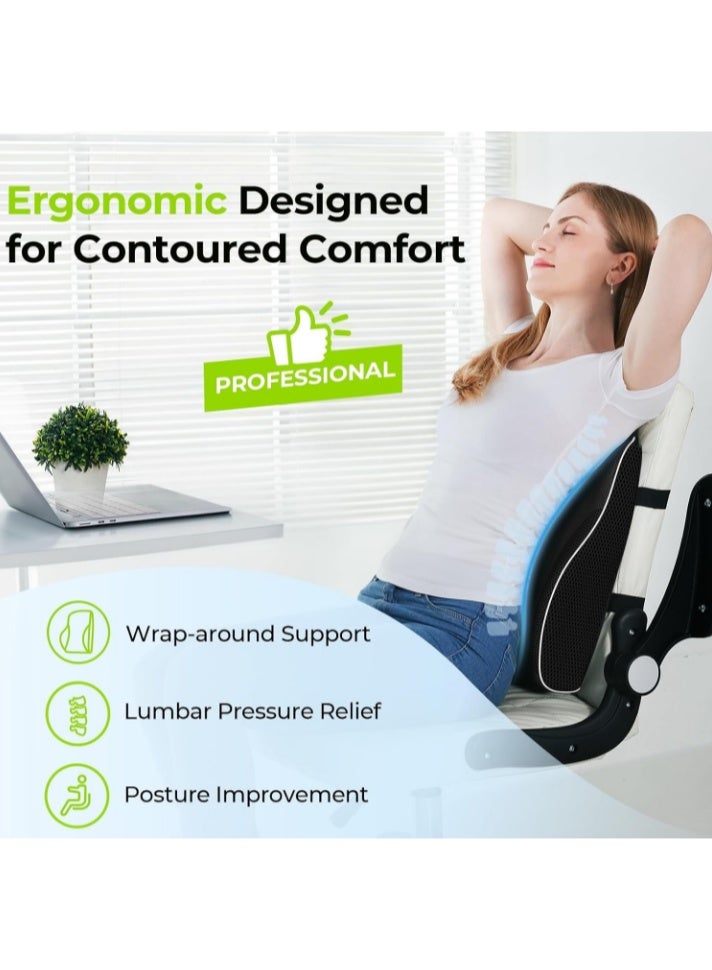 Arabest Lumbar Support Pillow, Ergonomic Car Back Support Pillow, Memory Foam Back Cushion, Comfortable Travel Pillow for Driving Back Pain Relief Improve Posture, Soft and Breathable Cover Adjustable Straps for Long Sitting for Office & Gaming Chair - Image 4