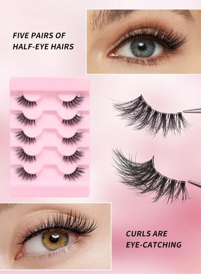 Cat Eye Half Lashes, 5 Pairs Half Lashes, Natural Looking Half Lashes, Light and Soft - Image 2