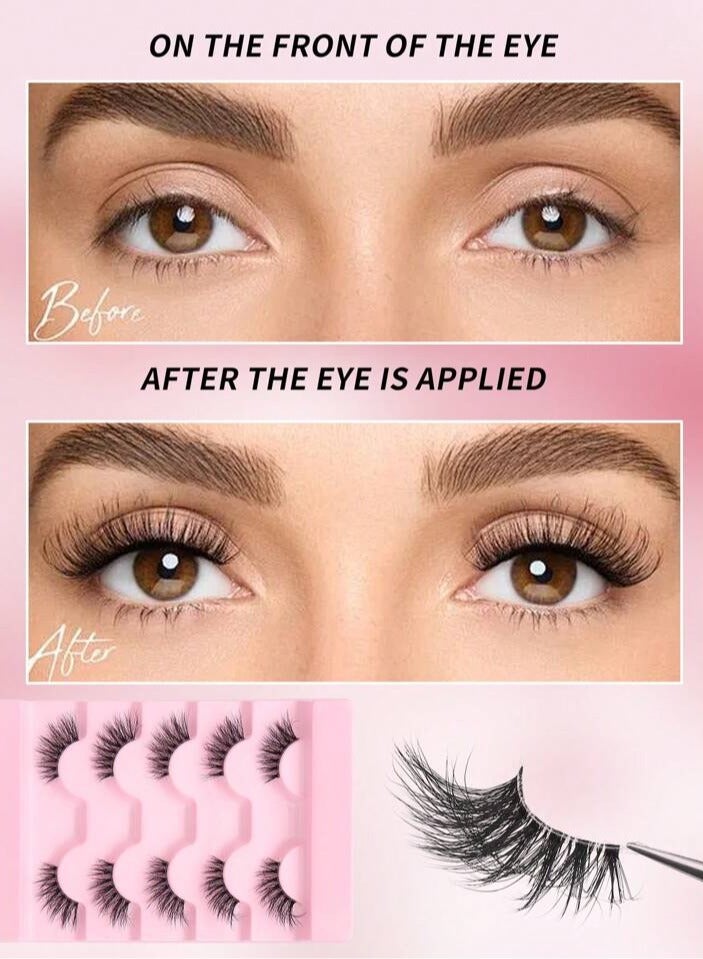 Cat Eye Half Lashes, 5 Pairs Half Lashes, Natural Looking Half Lashes, Light and Soft - Image 3