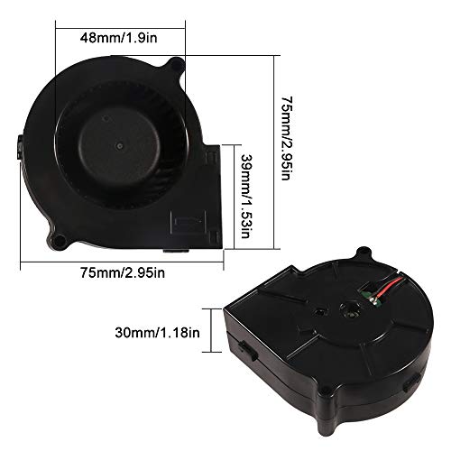 UMLIFE 75x30mm Blower Cooling Fan Turbine Centrifugal Fan 5V Brushless USB Fan Sleeve Bearing/Dual Ball Bearing 2 pin Computer Fan Multi Used(2PCS) - Image 2