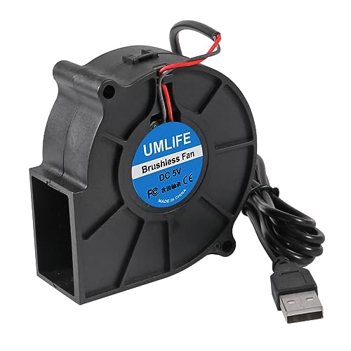 UMLIFE 75x30mm Blower Cooling Fan Turbine Centrifugal Fan 5V Brushless USB Fan Sleeve Bearing/Dual Ball Bearing 2 pin Computer Fan Multi Used(2PCS) - Image 4