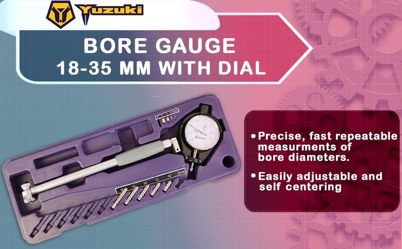 YUZUKI 18-35mm Bore Gauge with 0.01x10mm Dial Indicator – Precision Measuring Tool for Internal Diameters (Steel Anvils) - Image 3