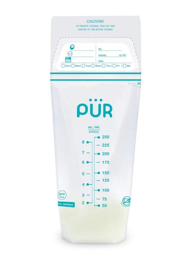 Pur Plastic Breast Milk Zipper Storage Bags- 50 Bags, Clear - Image 1