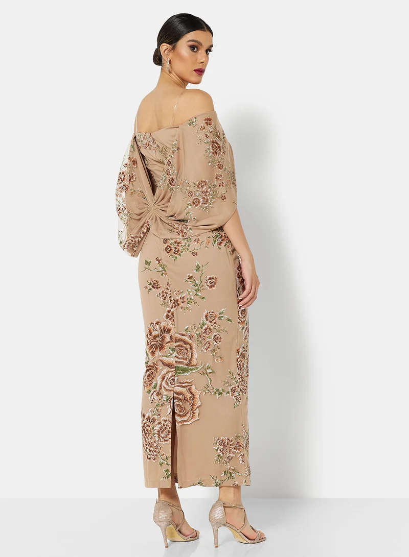House of Moda Off-Shoulder Cape Sleeve Dress