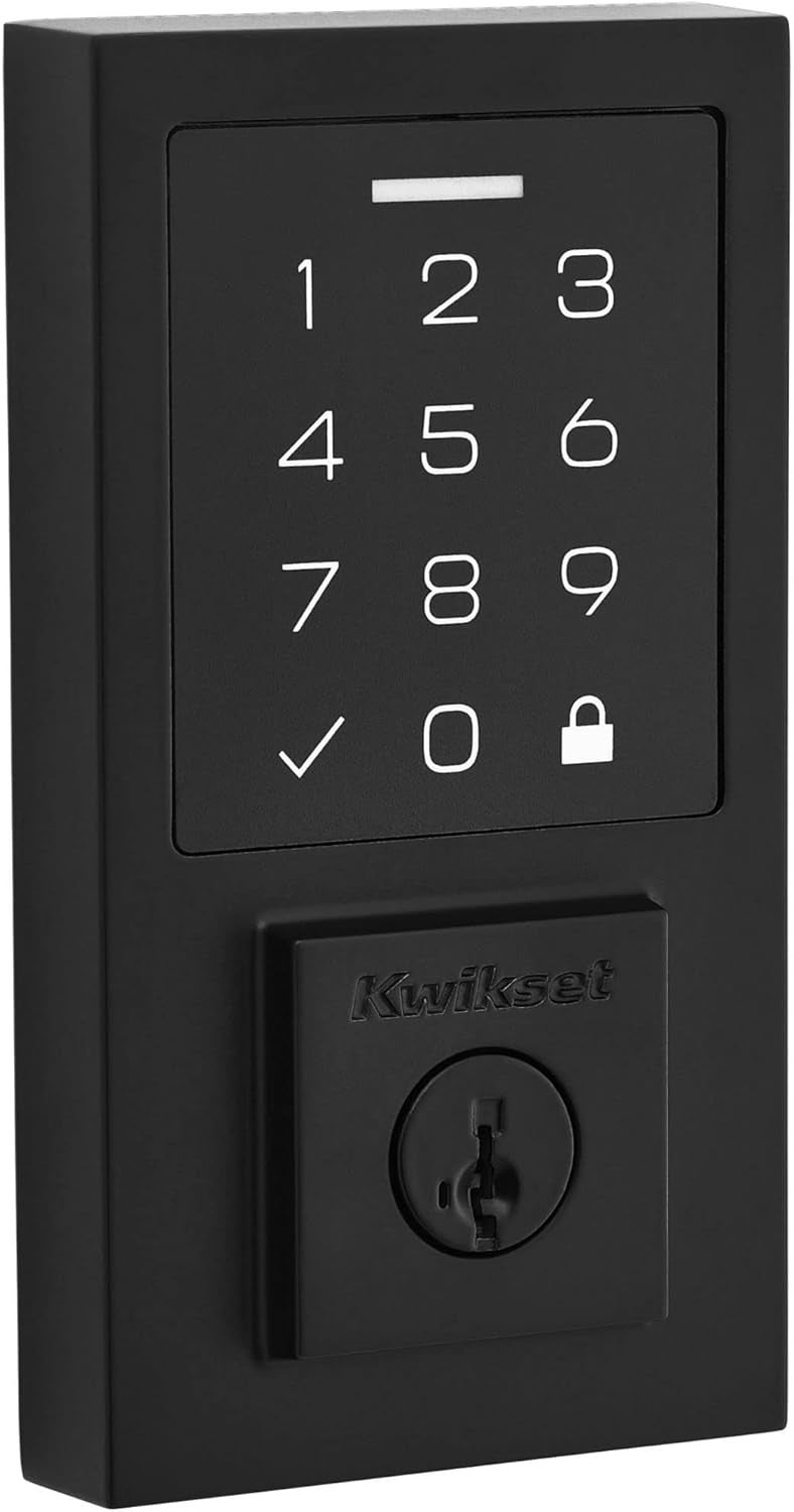 Kwikset Kwikset 9270CNT514S Contemporary SmartCode Touchpad Electronic Deadbolt SmartKey Matte Black Finish  - Image 1