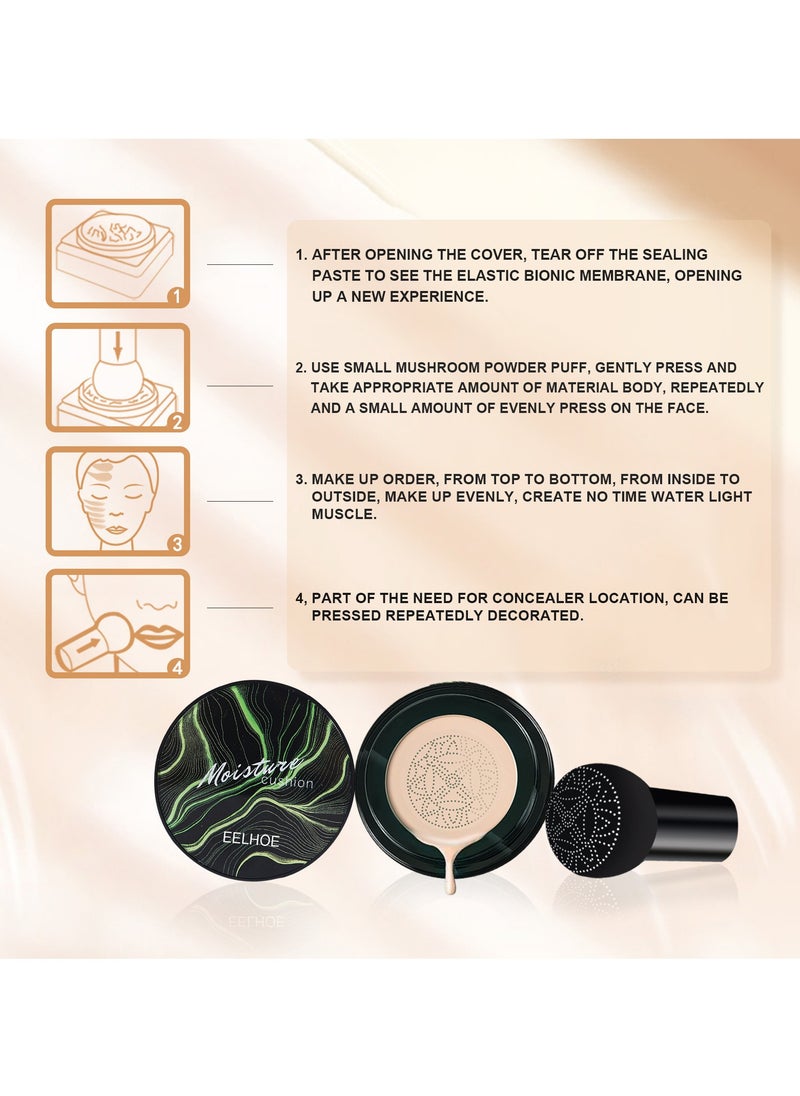 EELHOE Mushroom Head Air Cushion CC Cream  BB Cream for Mature Skin Face Makeup Foundation Moisturizing Concealer Brightening Long Lasting Even Skin Tone For All Skin Types (dark skin)  - Image 5
