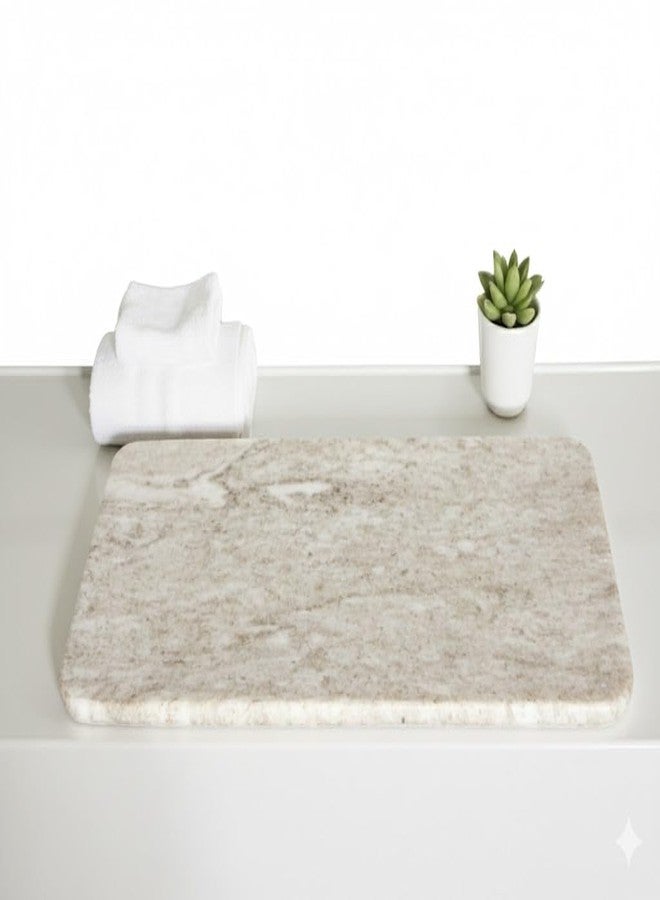 MBSC Rectangle Shape Marble Tray for Bathroom, Kitchen Serving, Dining Table Decoration and Gift (Vanity Platter) (Natural Marble) - Image 1