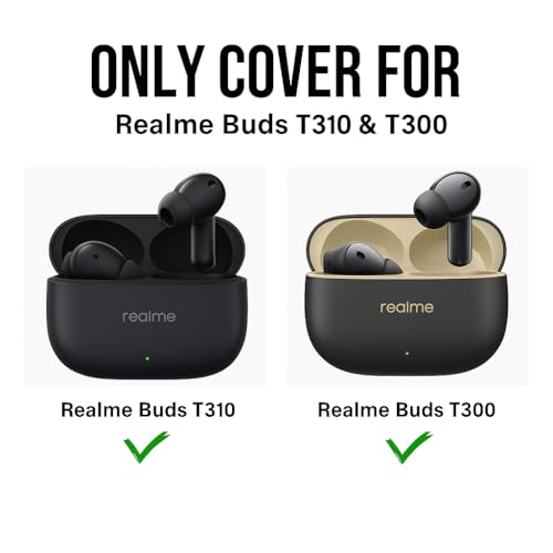 Meyaar Earphone Case Cover Compatible for Realme Buds T300 & T310, Soft Silicone Skin Case Cover Shock-Absorbing Protective Case with Keychain for realme Buds T310 & T300 Only (Headphone White Kitty) - Image 2