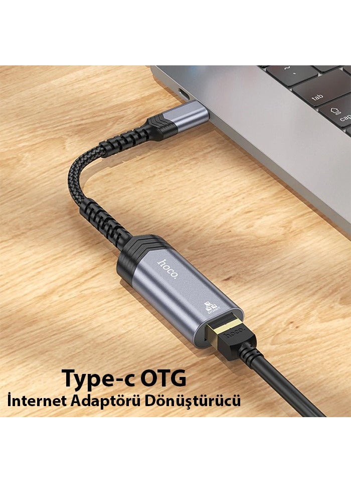 Hoco - UA26 Type-C Otg RJ45 Internet Adapter Converter 1000 Mbps - Image 1