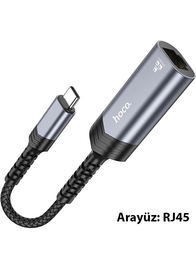 Hoco - UA26 Type-C Otg RJ45 Internet Adapter Converter 1000 Mbps - Image 1