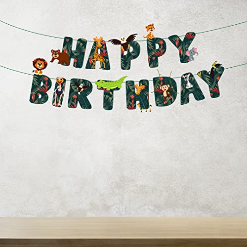 Festiko®Jungle Theme Happy Birthday Party Decoration Supplies, Jungle Themes Party Favors for Kids Birthday Decoration(Banner) - Image 1