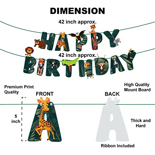 Festiko®Jungle Theme Happy Birthday Party Decoration Supplies, Jungle Themes Party Favors for Kids Birthday Decoration(Banner) - Image 2