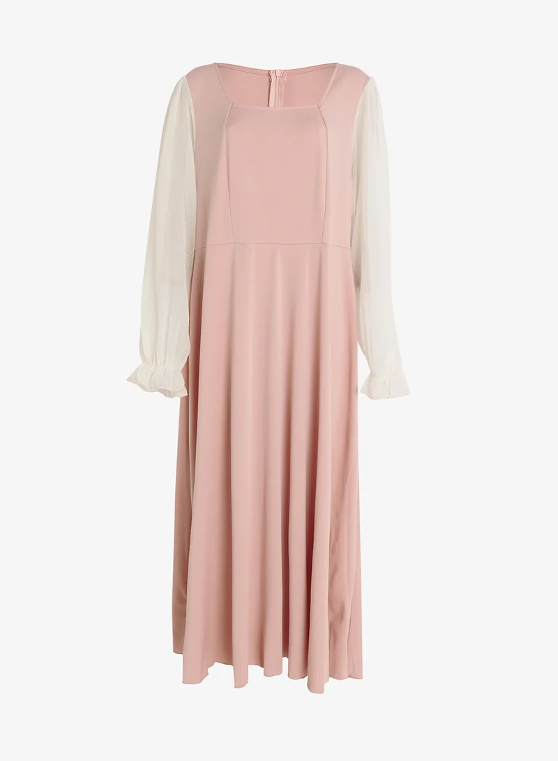 جينجر بلس فستان - بأكمام ملونة