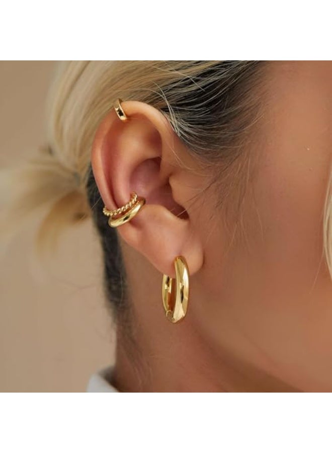 Luxuria 18K Real Gold Plated Stainless Steel Hoop Earrings Fashion Luxury Delicate Hoop Earrings, 3mm Tube, Small Solid Gold Hoop Earrings Jewelry Gift for Women and Girls - Image 3