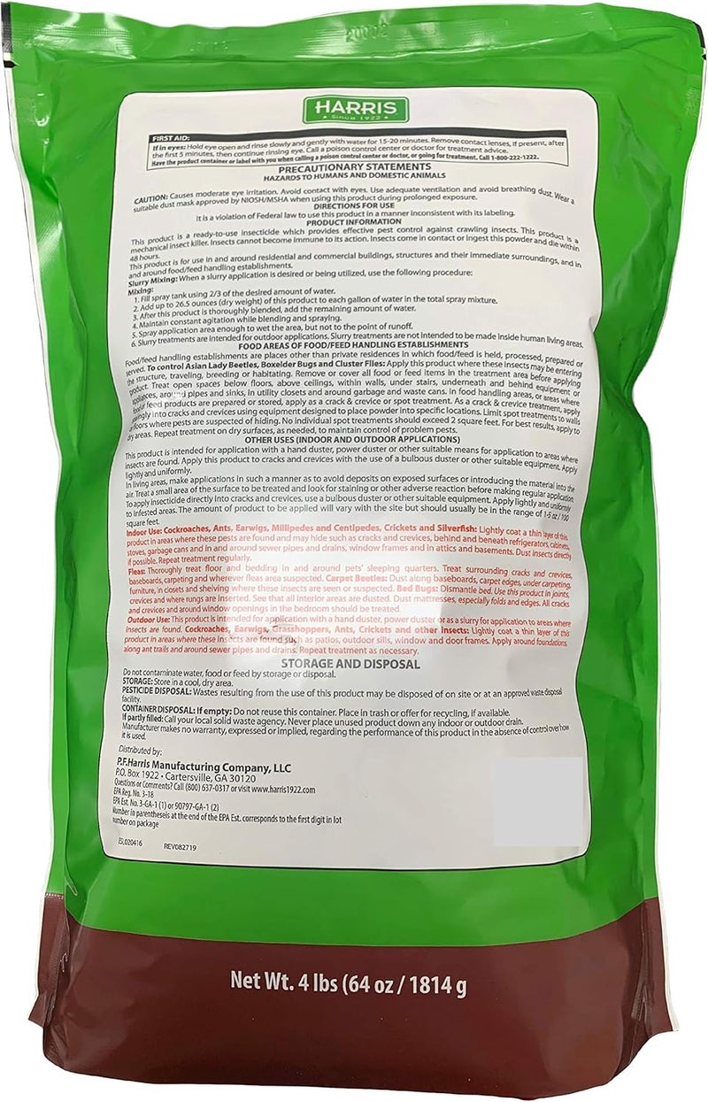 Harris Diatomaceous Earth Crawling Insect Killer, 4lb with Powder Duster Included Inside The Bag - Image 2