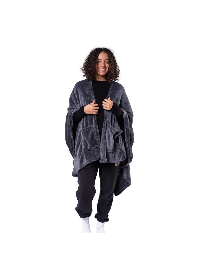 Mintra Lightweight Throw Blanket with Pockets, 250 GSM Extra Soft Premium Microfiber in Dark Grey - Image 2