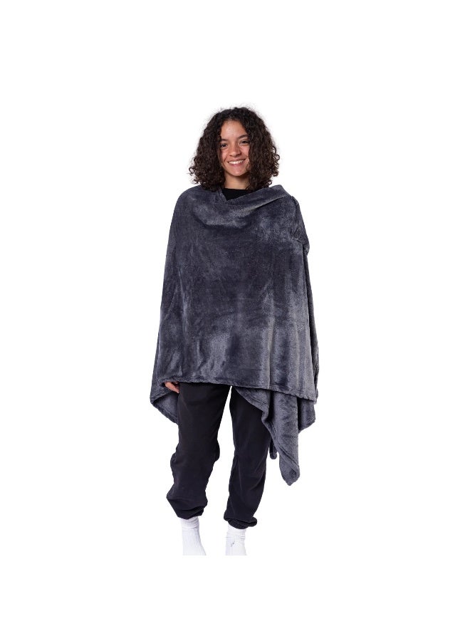 Mintra Lightweight Throw Blanket with Pockets, 250 GSM Extra Soft Premium Microfiber in Dark Grey - Image 3