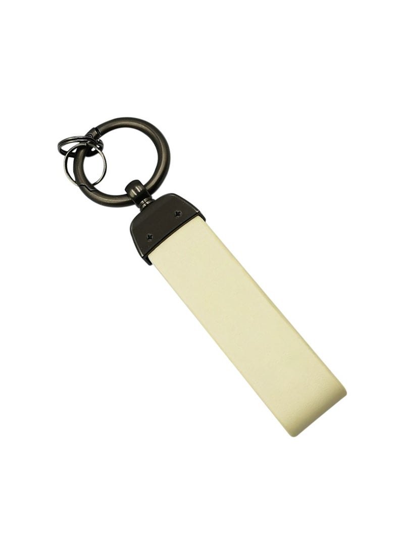 Ford - FORD Metal Keychain With Leather Loop, Secure & Stylish Car Keychain Beige - Image 1