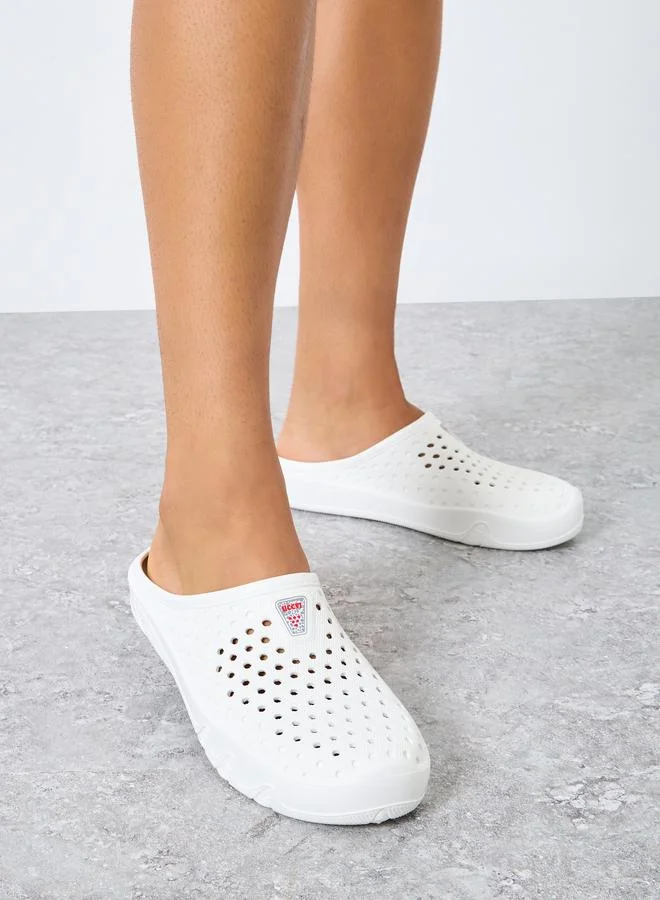 Take Two Vamp Perforated Solid Slippers