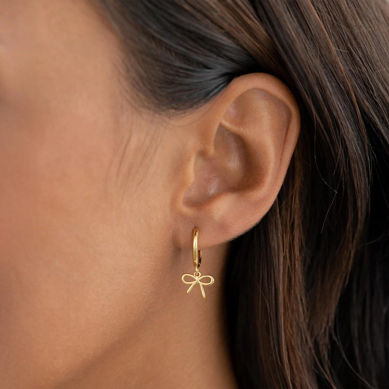 JIAOGE Easter Gifts for Kids Teens Girl - Gold Earrings for Women Hypoallergenic Earring for Girls Small Gold Hoop Earrings for Women Bow Earring Gifts for Girls Hoop Earringss for Teen Girl Gift - Image 2