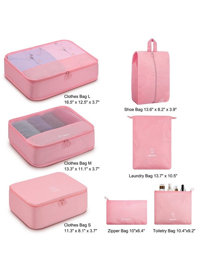 Mossio 6 Set Packing Cubes with Shoe Bag - Travel Luggage Organizer for Carry On Suitcase, Pink - Image 4