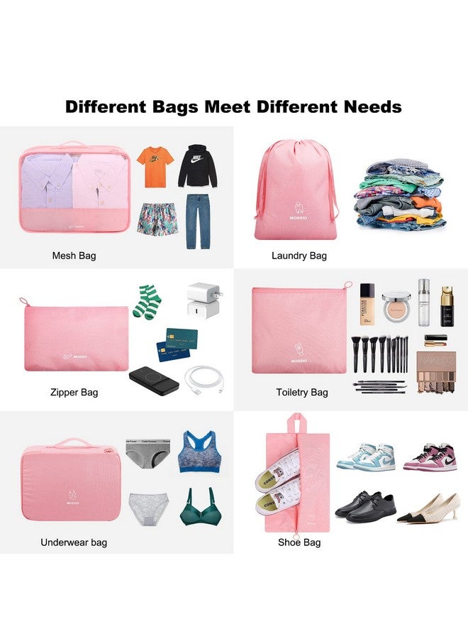 Mossio 6 Set Packing Cubes with Shoe Bag - Travel Luggage Organizer for Carry On Suitcase, Pink - Image 5