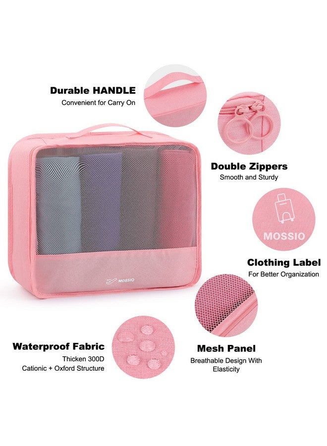 Mossio 6 Set Packing Cubes with Shoe Bag - Travel Luggage Organizer for Carry On Suitcase, Pink - Image 3