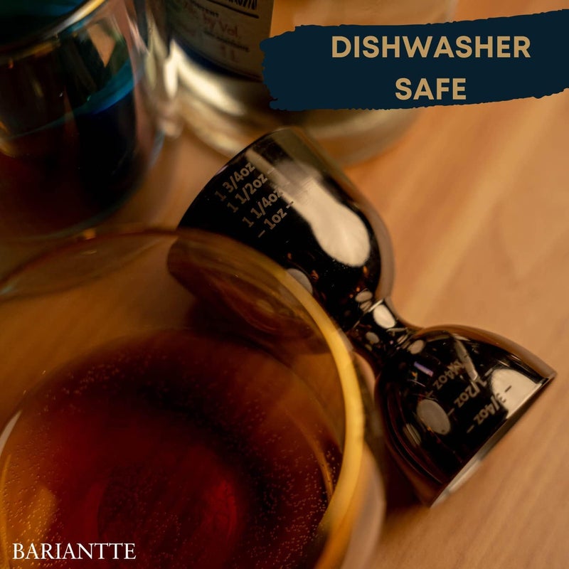 B BARIANTTE BARIANTTE Black Bell Jigger for Bartending - Premium Cocktail Measuring Cup, Mirror Finish Bar Jigger with 2 oz & 1 oz Measurements - Image 3