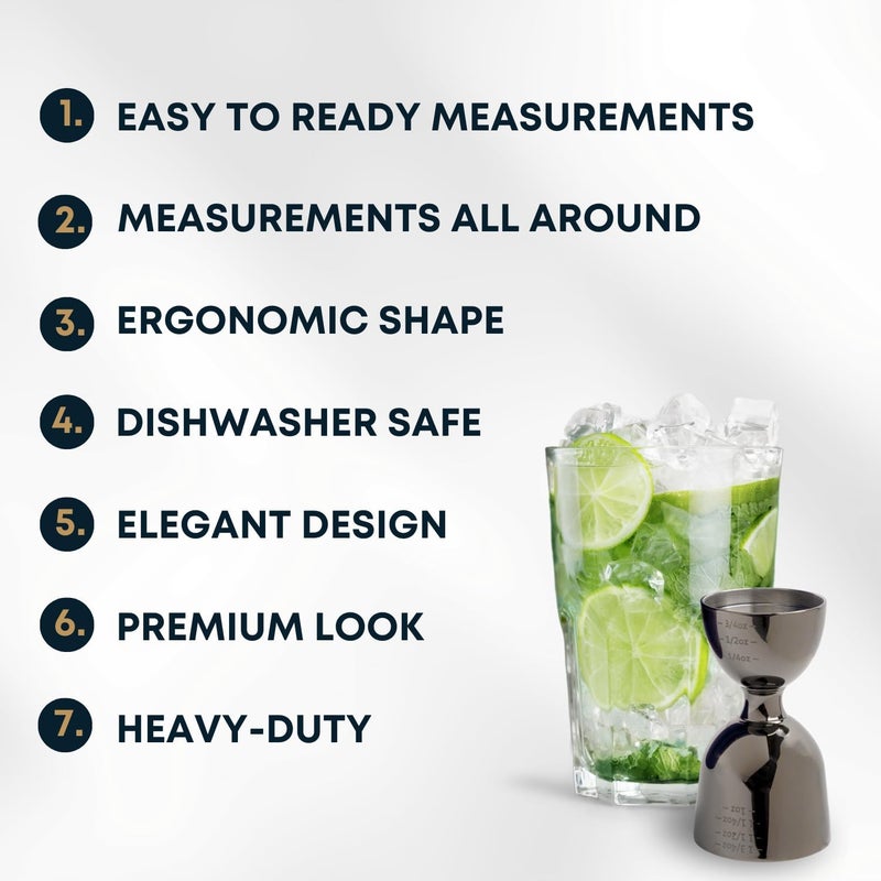 B BARIANTTE BARIANTTE Black Bell Jigger for Bartending - Premium Cocktail Measuring Cup, Mirror Finish Bar Jigger with 2 oz & 1 oz Measurements - Image 2
