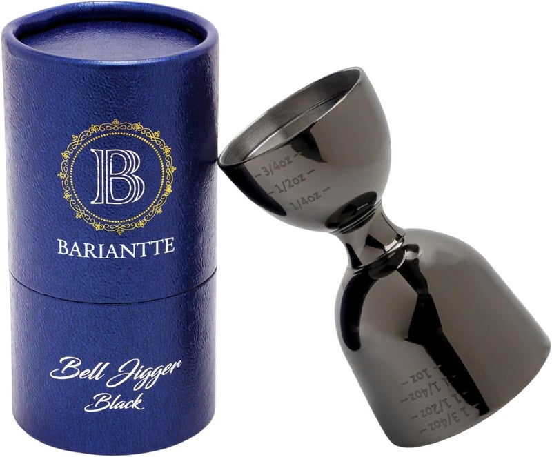 B BARIANTTE BARIANTTE Black Bell Jigger for Bartending - Premium Cocktail Measuring Cup, Mirror Finish Bar Jigger with 2 oz & 1 oz Measurements - Image 1