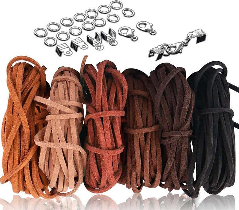 DIY Crafts Pack of 2 Sets, Silver, Faux Leather Cord Suede Cord String Rope Thread, for Jewelry Making Beading Necklace Bracelet with AS Choice Cord X Ends, AS Choice Co(Pack of 2 Sets, Silver) - Image 2