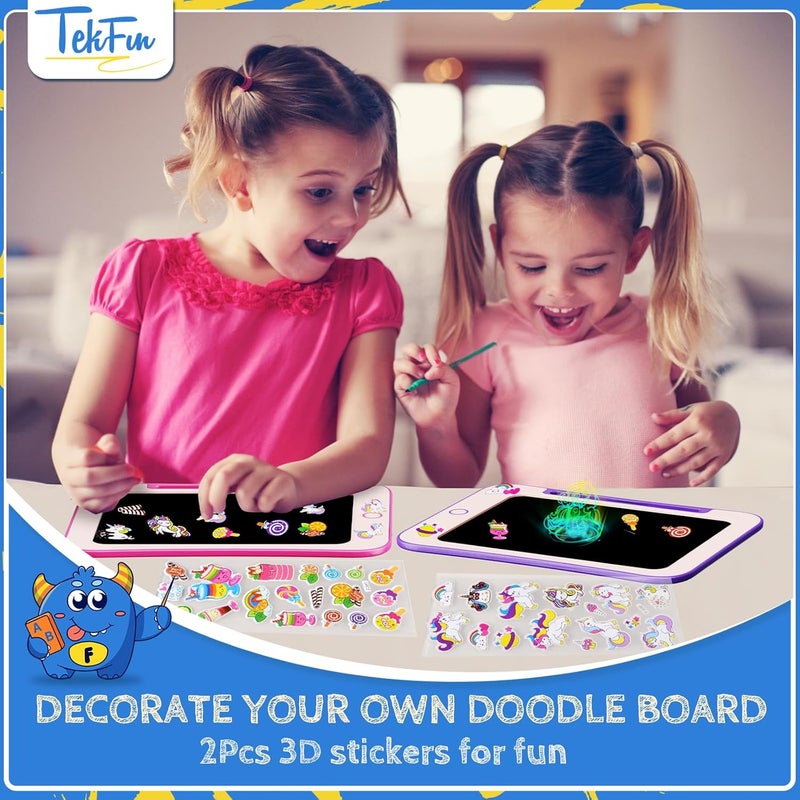 TEKFUN Toddler Kids Toys Gifts - 8.5 Inch LCD Writing Tablet Kids Doodle Board with Stickers Colorful Drawing Tablet, Kids Birthday Gifts Educational Toys for 2 3 4 5 6 Years Old Girl Boy (Pink) - Image 4