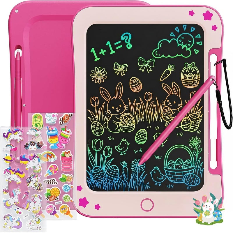 TEKFUN Toddler Kids Toys Gifts - 8.5 Inch LCD Writing Tablet Kids Doodle Board with Stickers Colorful Drawing Tablet, Kids Birthday Gifts Educational Toys for 2 3 4 5 6 Years Old Girl Boy (Pink) - Image 1