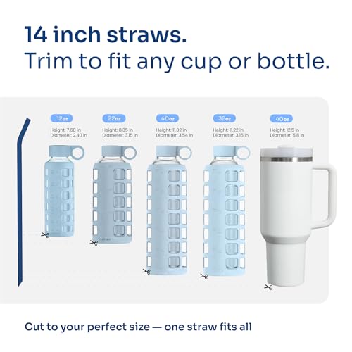 purifyou Extra Long 14.5" Reusable Silicone Straws with Flexible Tips, Cleaning Brush, & Portable Case - Fits with 40oz Stanley Cups, Tumblers & More (Set of 4) - Image 3