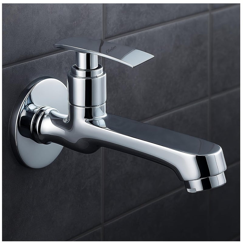 CLINTON Brass Long Body Bib tap | Wall Mounted Faucet | Chrome Finish | Bathroom Tap | Durable Wash Basin Tap - Image 1